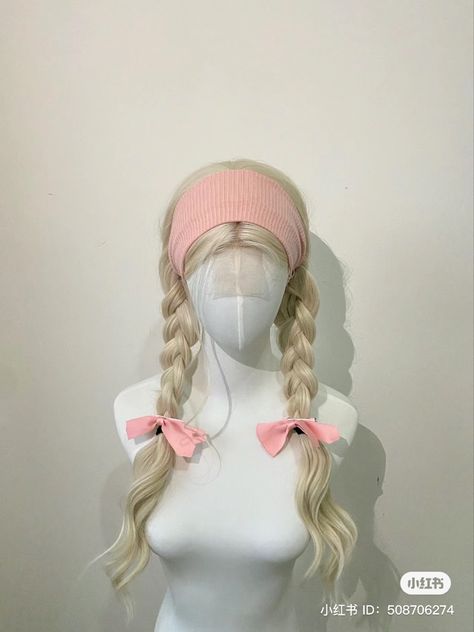 Childish Hairstyles, Cute Kawaii Hairstyles, Harajuku Wigs, Sweet Hairstyles, Kawaii Hair, Hair Style Korea, Kawaii Hairstyles, Ribbon Hairstyle, Hairdos For Curly Hair