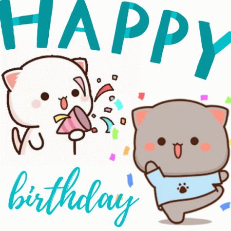 Peach Goma Gif, Happy Birthday Cat Gif, Gif Happy Birthday, Happy Birthday Gif, Peach Goma, Happy Birthday Cat, Birthday Cat, Birthday Cartoon, Happy Birthday Text