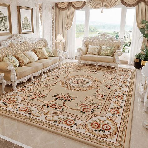 Western Area Rugs, Sala Vintage, Living Room Carpets, Fancy Living Rooms, Classic Furniture Living Room, Luxury Sofa Living Room, Carpets For Living Room, Carpet Designs, Luxury Sofa Design