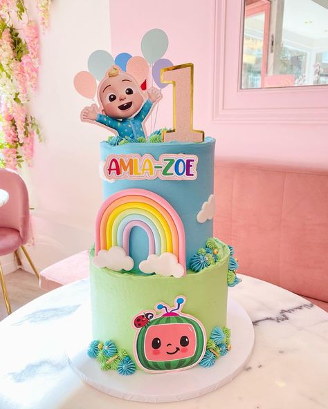 Cocomelon Cake Ideas, Baby Birthday Idea, Cocomelon 2, Bingo Cake, Cocomelon Cake, Pokemon Birthday Cake, Cake Designs For Boy, Second Birthday Cakes, Melon Cake