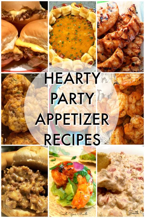 Filling appetizers, finger food recipes and heavy hors d'oeuvres perfect for entertaining - especially football parties, tailgating, the Super Bowl or other game day events! Filling Appetizers, Hors Devours Appetizers, Party Appetizer Recipes, Horderves Appetizers, Heavy Appetizers, Finger Food Recipes, Hors Doeuvres, Football Parties, Hot Appetizers