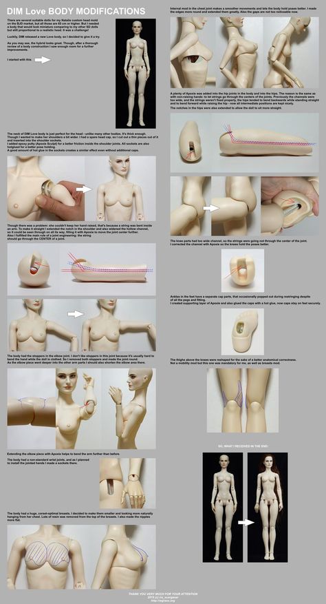 tutos en DeviantArt Love Body, Doll Making Tutorials, Tanah Liat, Polymer Clay Dolls, Art Dolls Handmade, Sculpting Clay, Doll Tutorial, Doll Repaint, Clay Dolls