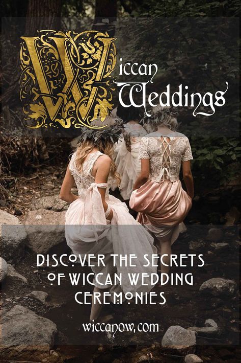 Yes, Wiccans celebrate weddings! In fact, Wiccans have their own version of the wedding ceremony called a ‘Handfasting’. Discover more about this unique celebration of love by visiting our blog! #wiccanweddings #handfasting #paganwedding Handfasting Ceremony Pagan, Fall Pagan Wedding, Pagan Wedding Officiant, Handfasting Vows Simple, Pagan Wedding Ideas Wicca, Witch Wedding Ritual, Witch Wedding Ceremony, Wiccan Handfasting Ceremony, Handfasting Color Meaning