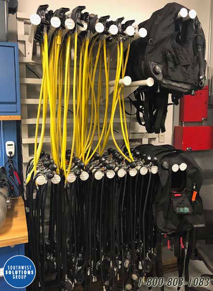 Scuba storage racks-152272 Athletic Storage, Cabinet Solutions, Scuba Equipment, Helmet Storage, Bag Rack, Scuba Gear, Equipment Storage, Diving Center, Storage Racks