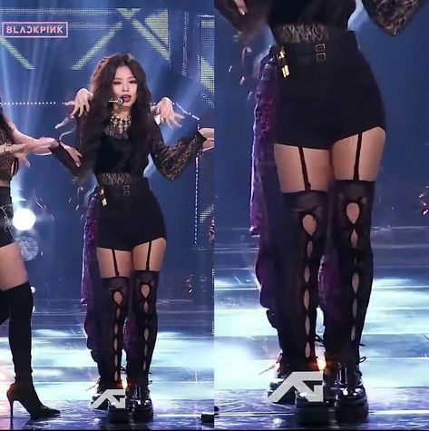 i love jennie’s stage outfits #blackpink Blackpink Jennie Stage Outfits, Blackpink Outfits Stage Group, Blackpink Festival Outfit, Jennie Revealing Outfit, Blackpink Best Outfits, Black Pink Performance Outfits, Blackpink Stage Photos, Black Pink Outfit Stage, Stage Outfits Blackpink