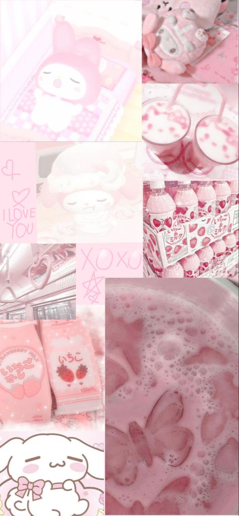 My Melody Y2k Wallpaper, Aesthetic Wallpaper My Melody, My Melody Pink Aesthetic, Y2k My Melody, Milkshake Wallpaper, Y2k Aesthetic Wallpaper Pink, Pink Milkshake, Y2k Pink Aesthetic, Y2k Aesthetic Wallpaper