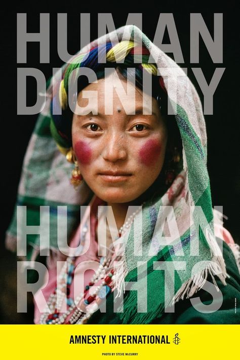 amnesty international poster carla rozman woody pirtle steve mccurry photography Human Dignity Poster, Dignity Poster, Humanitarian Projects, People Can Change, Steve Mccurry, Human Dignity, Amnesty International, Corporate Social Responsibility, We Are The World