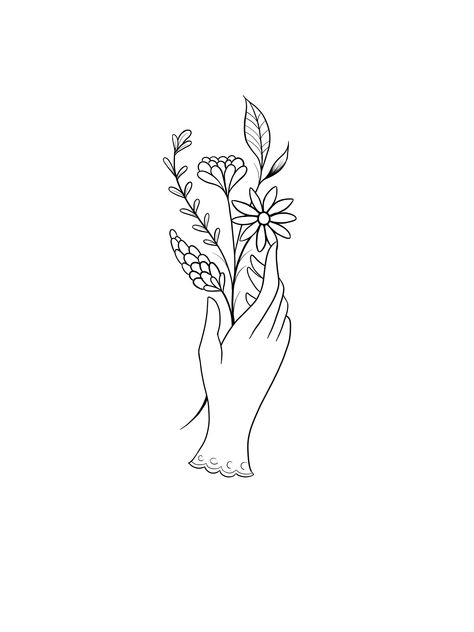 Angel Outline, Flor Tattoo, Hands Holding Flowers, Party Tattoos, Getting A Tattoo, Minimalist Drawing, Minimalist Tattoos, Flower Sketches, Little Doodles