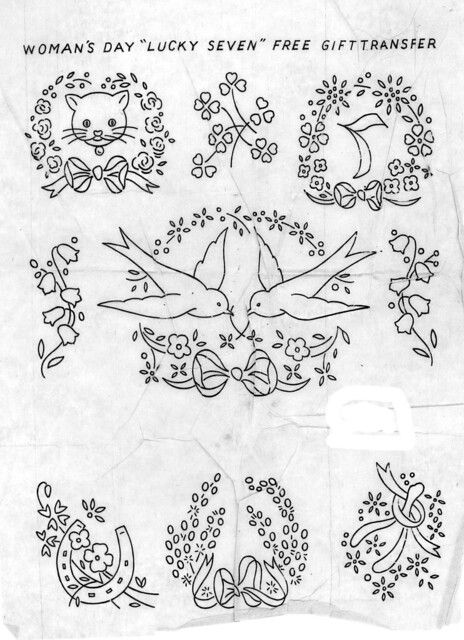 lucky 7 | Brian Campbell | Flickr Vintage Embroidery Designs, Redwork Patterns, Vintage Motifs, Vintage Embroidery Transfers, Lucky 7, Wedding Embroidery, Embroidery Transfers, Baby Embroidery, Embroidery Patterns Vintage