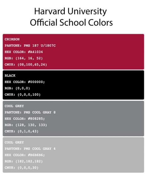 https://teamcolorcodes.com/harvard-university-colors/ Gender Equity, Job Help, Academic Calendar, Higher Learning, Harvard Business School, Rustic Colors, Latin Words, Harvard University, School Colors