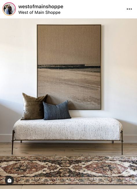 West Of Main, Statement Artwork, Devine Design, Bench Decor, Small Entryway, Bedroom Bench, Elegant Furniture, Minimalist Lifestyle, Neutral Palette