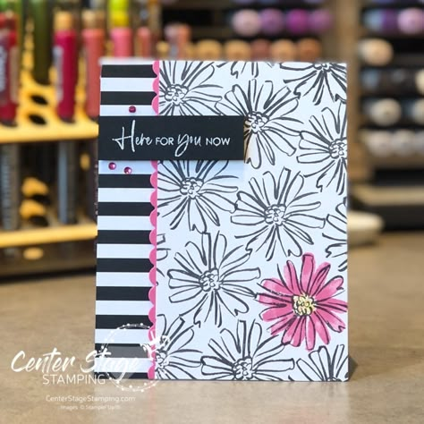 Stampin Up Just For You Cards, Stamp Ink Paper Cards, Stampin Up Simple Stamping, Stampin Up Quick And Easy Cards Simple, Stampin Up Color And Contour Cards, Stamped Cards Ideas, Artistically Inked, Daisy Cards, White Cards