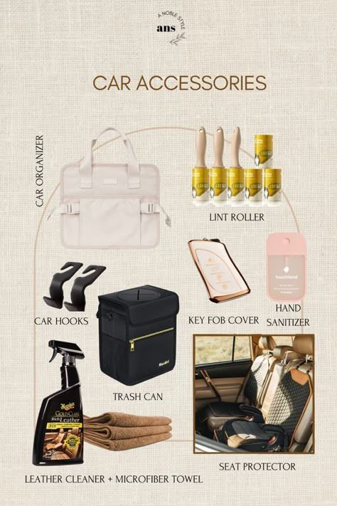 Must have car accessories for car organization and cleaning. Cute Car Inside Decor, Car Trunk Organization Ideas, Car Essentials For Women List, Mom Car Organization, Car Essentials For Women, Car Organisation, Interior Car Cleaning, Car Organization Ideas, Organized Car