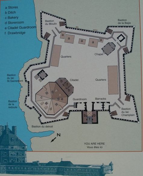 Layout of Fort St. Frédéric. reminds me of a medieval castle or a chateau Fort Layout, Star Fortress, Historic Museum, Castle Layout, Star Fort, Conan Exiles, Imperial Knight, Building Layout, Dungeon Maps