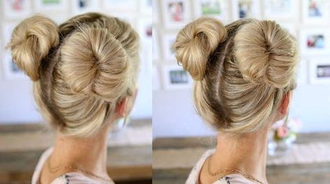 Double Hair Buns, Pigtail Buns, Two Buns Hairstyle, Cute Bun Hairstyles, Double Buns, Chignon Bun, Cute Buns, Easy Updo Hairstyles, Easy Bun Hairstyles