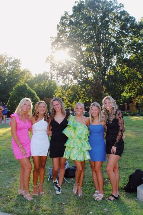 Semi Formal Dresses Sorority, Sorority Semi Formal Dresses, Semi Formal Sorority, Classy Mini Dresses, Semi Formal Outfit, Semi Dresses, Thrift Inspo, Semi Formal Dresses, Formal Outfit