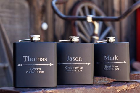 Personalized Groomsman Flask with Arrow Design, Custom Engraved Flask, Wedding Gift for Groomsmen, Best Man, Bachelor Party,Customized Flask by SinCityEngraving on Etsy Flask Groomsmen Gifts, Wedding Favors For Men, Wedding Flask, Groomsmen Gifts Flask, Bachelor Party Favors, Trendy Wedding Favors, Groomsmen Flask, Engraved Wedding Gifts, Custom Flask