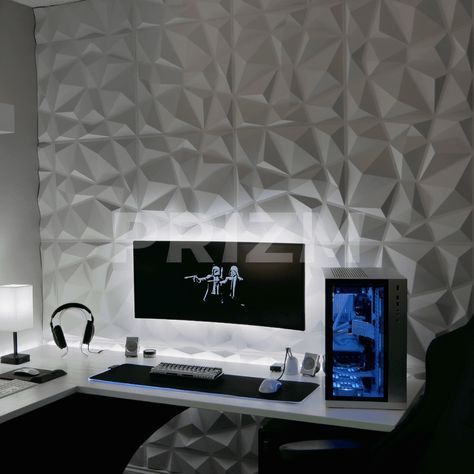 White Wall Paneling, White Video, Hypebeast Room, Textured Wall Panels, Feature Wall Living Room, Accent Wall Colors, Office Man, Wall Panels Bedroom, Wall Panel Design