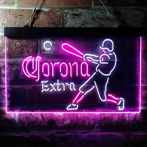 Corona Extra Baseball Sport Dual Color LED Neon Sign ProLedSign Man Cave Arcade, Game Room Accessories, Sport Bar, Industrial Signage, Neon Led Sign, Sport Logos, Kitchen Garage, Neon Style, House Bar