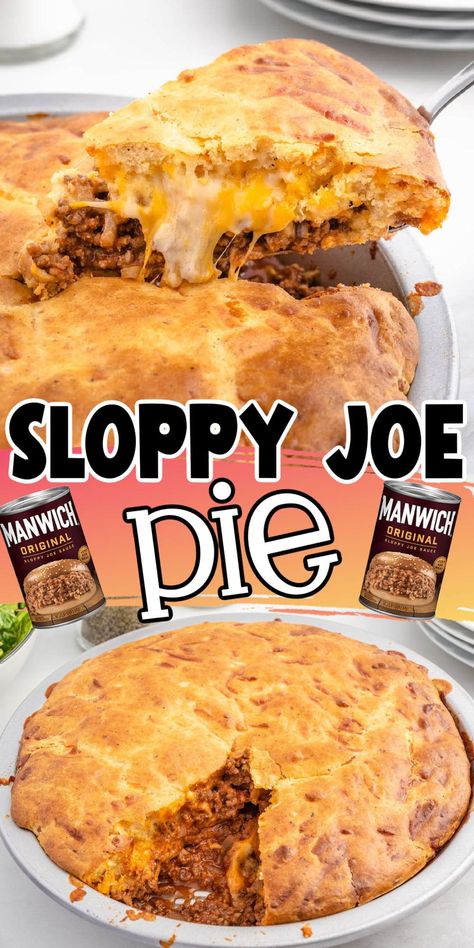 Bisquick Meat Pie, Leftover Sloppy Joe Meat Ideas, Sloppy Joe Pie, Impossible Pies, American Sandwich, Beef And Onions, Sloppy Joe Casserole, Beef Entrees, Hamburger Dishes