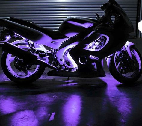 Sweet!!! Black And Purple Motorcycle, Baby Motorbike, Neon Motorcycle, Motorbike Aesthetic, Moto Rose, Purple Motorcycle, Purple Bike, Image Moto, Motorcross Bike