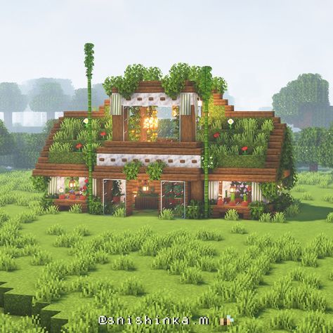 Big Simple Minecraft House, Minecraft Asthetic Houses, Minecraft Empire, Minecraft Essentials, Minecraft Decoration Ideas, Minecraft Greenhouse, Greenhouse Aesthetic, Casa Minecraft, Botanical House