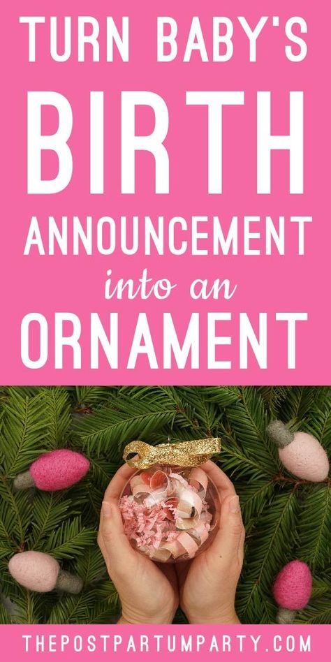 Make this easy DIY Christmas ornament from your baby's birth announcement! Hang this clear, glass ornament on your tree as a special keepsake every year! This personalized ornament also makes a unique gift for new parents. #DIYornament #birthannouncement #babysfirstChristmas Keepsake Storage Ideas, First Christmas Ornament Diy, Postpartum Party, Christmas With Baby, Diy Photo Ornaments, Christmas Ornament Diy, Keepsake Storage, Christmas Baby Announcement, Clear Glass Ornaments