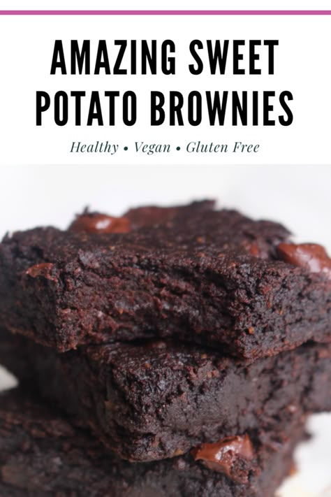 Sweet Potato Brownies Healthy, Vegan Sweet Potato Brownies, Ella Vegan, Glutenfri Baking, Healthier Treats, Potato Brownies, Brownies Recipes, Macro Recipes, Sweet Potato Brownies