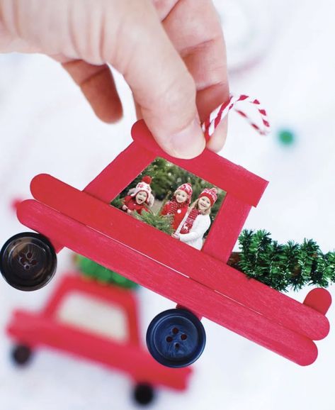 Fun Christmas Crafts, Popsicle Stick, Preschool Christmas, Christmas Truck, Christmas Crafts For Kids, Baby Crafts, Homemade Christmas, Christmas Activities, Xmas Crafts