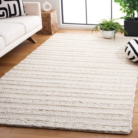 SAFAVIEH Handmade Natura Carmelinda Textured Wool Rug - On Sale - Bed Bath & Beyond - 38038284 Woven White Rug, Cream Textured Rug, Best Bedroom Rugs, Neutral Bedroom Rug, Rug Next To Bed, Bedroom Rug Ideas, Boho Beach House, Loom Rug, Village Ideas