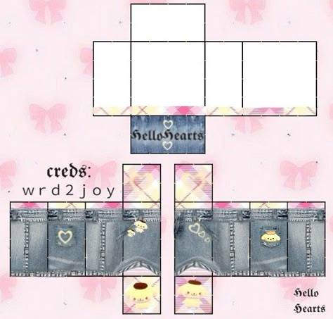 Sanrio Aesthetic Pink, Roblox Jeans, Template Hello Kitty, Jeans Template, Roblox Pants Template, Pompompurin Aesthetic, Hello Kitty Jeans, Pants Template, Roblox Pants