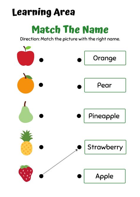 Fruits Name Worksheet, Free Printable Alphabet Worksheets, Shape Tracing Worksheets, English Worksheets For Kindergarten, English Stories For Kids, Study English Language, Fruit Names, Bear Brand, Kindergarten Reading Activities