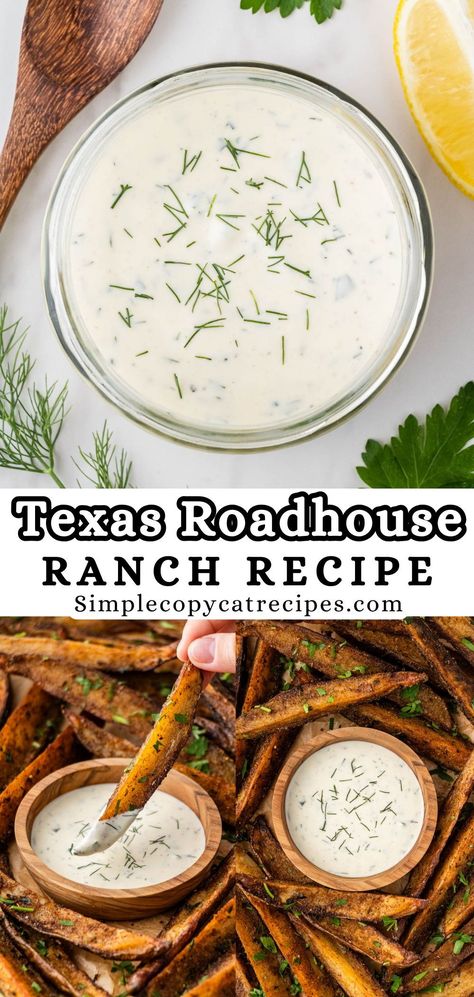 This Copycat Texas Roadhouse Ranch recipe is thick, creamy, and full of flavor. Made with buttermilk and fresh herbs, this restaurant-style ranch will become your family's favorite in no time. Good Ranch Dressing Recipe, Homemade Ranch Dressing No Buttermilk, Best Ranch Recipe, Saltgrass Ranch Dressing Recipe, Best Restaurant Ranch Dressing Recipe, Dairy Queen Ranch Dressing, Olive Garden Ranch Dressing Recipe, Home Ranch Dressing, Ranch Dressing Texas Roadhouse