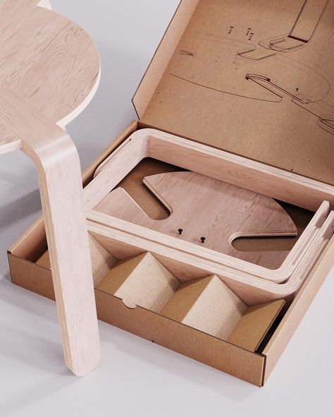 Flat Pack Design, Flatpack Furniture, Laser Cut Furniture, Sitting Furniture, Cnc Furniture Plans, Furniture Packaging, Smart Packaging, Upcycle Furniture, Plywood Chair