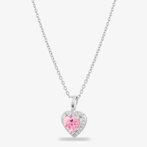 Heart Necklace Drawing, Pandora Pink Heart Necklace, Pandora Pink Necklace, Disney Pandora Bracelet, Pink Necklaces, Cute Jewelry Necklaces, Pink Jewellery, Pink Heart Necklace, Pandora Necklace