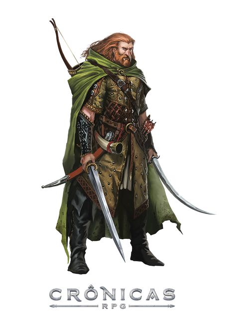 Cronicas Human Ranger - By Caio Monteiro by caiomm.deviantart.com on @DeviantArt Ranger Rpg, Illustration Fantasy, Pathfinder Character, Heroic Fantasy, Pathfinder Rpg, Fantasy Portraits, Male Character, Medieval Clothing, Fantasy Male