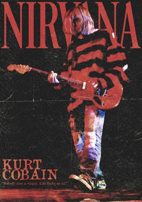 Kurt Cobain Poster Vintage, Spotify Playlist Covers Nirvana, Kurt Cobain Poster, Nirvana Album, Nirvana Wallpaper, Nirvana Poster, Baba Jaga, Grunge Posters, Rock Band Posters