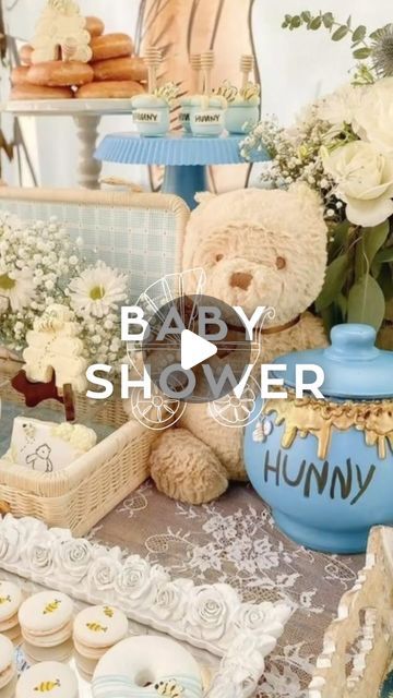 Winnie The Pooh Baby Shower Table Decor, Classic Pooh Baby Shower Ideas, Winnie Poo, Pinterest Page, Shower Inspiration, Pooh Baby, Baby Shower Inspiration, Boy Baby Shower Themes, Event Themes