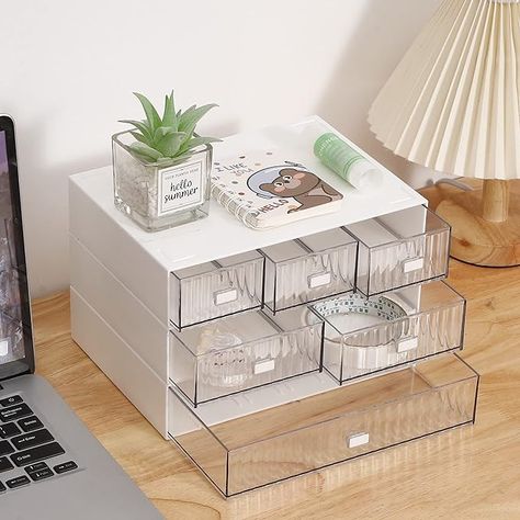 Maximize your workspace with this sleek Stackable Desk Organizer! Featuring 6 convenient drawers, it's perfect for stashing office essentials, makeup, or desktop accessories. Stay organized in style with this elegant white storage solution. #DeskOrganization #WorkspaceStorage #MakeupStorage #Drawer #Organizer #DeskStorage Drawers For Desk, Stackable Drawers, Work Desk Organization, Desktop Drawers, Storage Accessories, Work Space Organization, Office Supply Organization, Organize Drawers, Stationery Storage