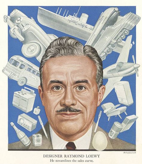 Industrial designer Raymond Loewy 1949 TIME cover art by Boris Artzybasheff Raymond Loewy Design, Maya Design, Time Cover, Raymond Loewy, Scifi Art, Jet Age, Thomas The Tank Engine, Pencil Sharpener, Open Book