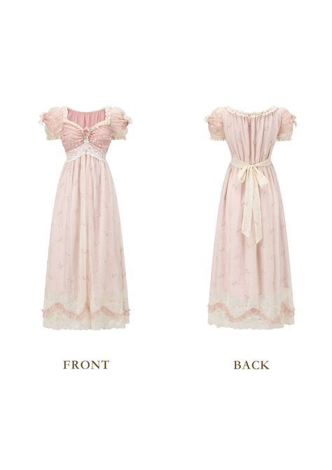 The in-stock will be shipped within 1-2 days. Materials: ShellA：100%Polyester ShellB：Base fabric: 100% nylon Flowers: 100% polyester ShellC：100%Polyester Lining：100%Polyester Features: The chest area is adorned with sewn organza flowers, adding a sweet and eye-catching touch. Bubble sleeves are embellished with mesh details, creating a three-dimensional silhouette that enhances the shoulder shape. The waist is adorned with lace trim, and the high-waisted design with delicate pleats creates a loo Lace Made Dress, Frilly Prom Dress, Pink Puff Sleeve Dress, Fashion Base, Cinched Waist Dress, Modest Girly Outfits, Coquette Dress, Vintage Pink Dress, Nylon Flowers