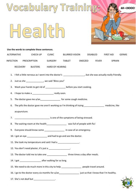 Health Worksheets For Kids, Health Worksheets For Middle School, Health Worksheets, Health Vocabulary Worksheets, Speaking Activities English, Life Skills Kids, Health Words, Life Skills Curriculum, Speaking Activities