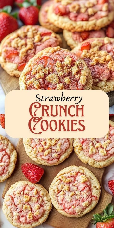 Strawberry Cookies offer a perfect blend of chewy, crunchy textures and rich strawberry flavor! 🍓🍪 These delicious cookies are easy to make and bursting with fruity goodness, making them the ideal treat for dessert, snacks, or gifting. They’re a must-try for strawberry lovers!  📌 Pin this recipe to bake sweet, flavorful strawberry cookies that everyone will love! #StrawberryCookies #FruitDesserts #EasyBaking #SweetTreats #ChewyCookies #CookieLovers