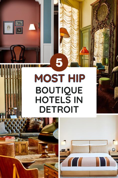 Welcome to the Boutique Hotel choices for this year's coolest, most stylish, and all round best,
 boutique hotels in Detroit, Michigan!
#boutiquehoteldetroit #hoteldetroit Detroit Hotels, New Mexico Santa Fe, Pacific Heights, Best Boutique Hotels, Garden District, Gold Color Scheme, Simple Room, Grey Curtains, Luxury Boutique Hotel