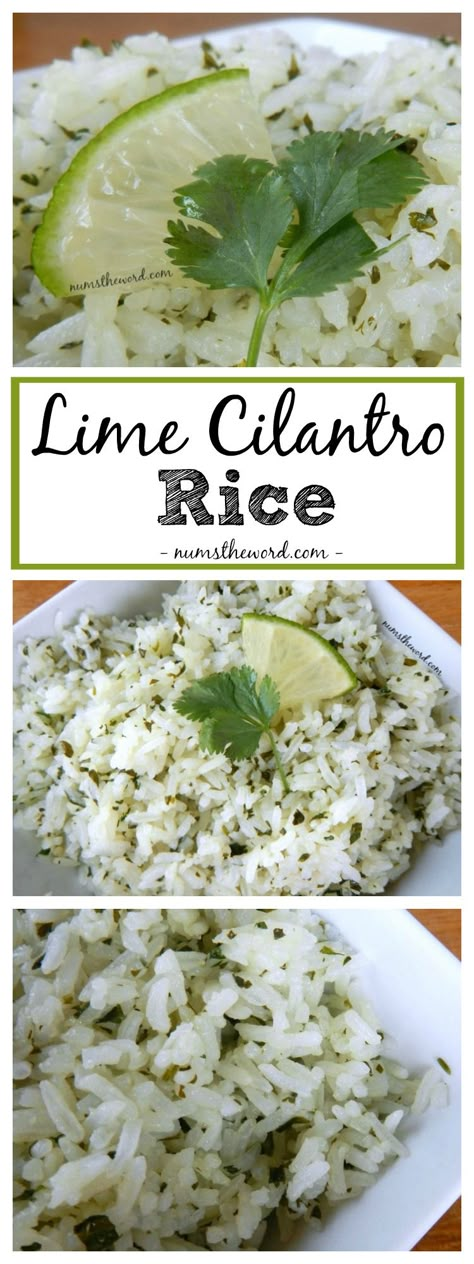 Lime Cilantro Rice is a quick and easy side dish to any Mexican dish. It's light and flavorful and refreshing tasting! One of our favorite family side dishes! Side Dish With Fish, Lime Cilantro Rice, Cilantro Lime Rice Recipe, Side Dishes For Fish, Taco Side Dishes, Lime Rice Recipes, The Chunky Chef, Chunky Chef, Cilantro Rice