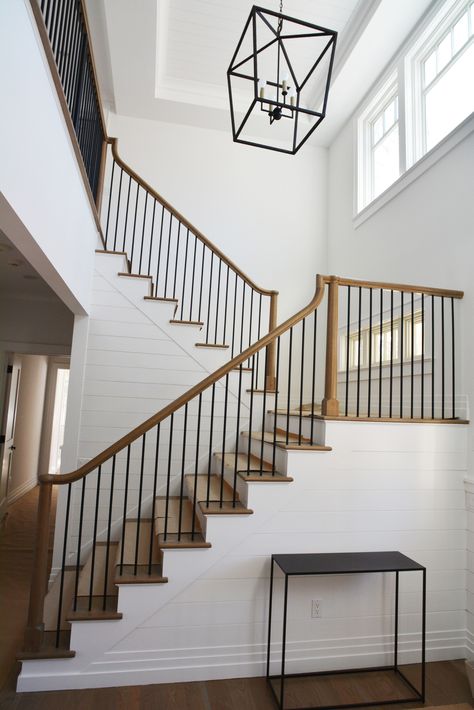 Dune Alpin Transitional - Transitional - Staircase - New York - by Jason Thomas Architect | Houzz Studio Mcgee Stairs, Transitional Staircase Railing, Switchback Staircase, New House Vision Board, Nevada House, Transitional Staircase, Stairway Ideas, Interior Stair Railing, Stair Posts