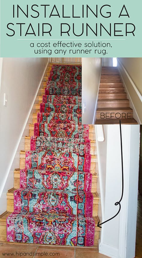 A cost effective DIY idea on using a regular rug runner as a stair runner. Yellow Rugs, Carpet Diy, Staircase Runner, Rugs Bedroom, Carpet Texture, Decorating Diy, Rag Rugs, Beige Carpet, Diy Carpet