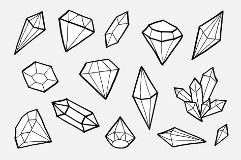 Doodle hand draw diamond set, vector illutration. Diamond Drawing Simple, How To Draw Diamonds Digital, Diamond Line Drawing, Gem Zentangle, Diamond Doodle, Diamond Drawing, Logo Banners, Cityscape Photos, Heart With Arrow