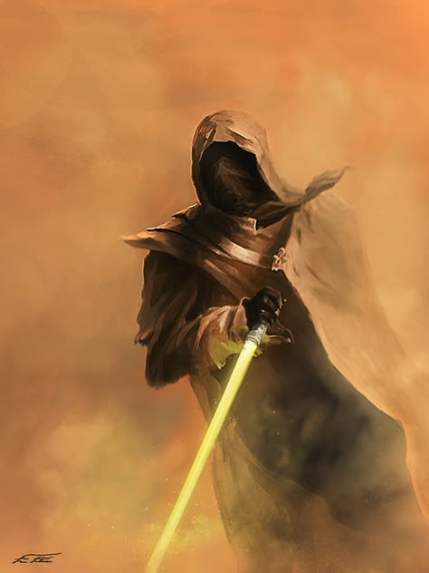 Star Wars by ErayErkoc.deviantart.com on @DeviantArt Yellow Lightsaber, Grey Jedi, Jedi Art, Star Wars Painting, Star Wars Characters Pictures, Star Wars Concept Art, Star Wars Tattoo, Star Wars Rpg, Star Wars Wallpaper