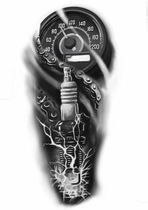 Car Tattoo Designs Men, Tattoo Ideas For Car Guys, Diesel Mechanics Tattoo, Tattoo Designs Men Forearm, Biker Tattoos Designs, Piston Tattoo, Voll Arm-tattoos, Moto Tattoo, Engine Tattoo